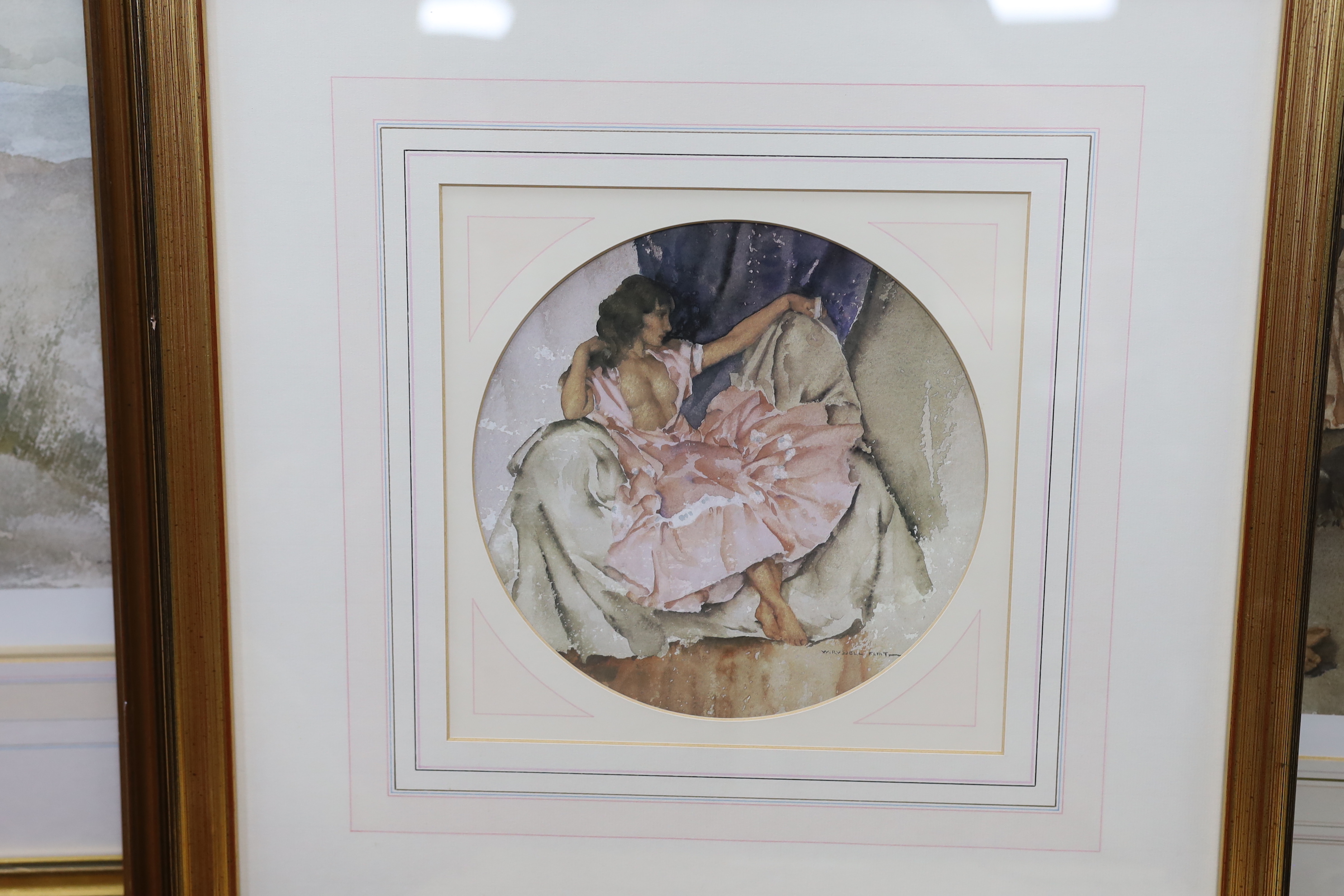 After Sir William Russell Flint (1880-1969), four colour prints, two limited edition, one blindstamped, largest 52 x 70cm
